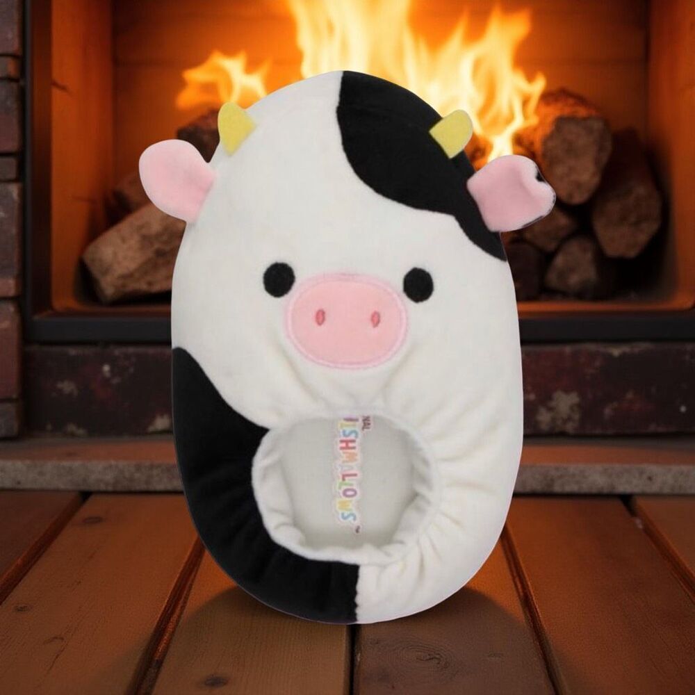 NEW Squishmallow 13/1 Size Plush Slippers - Connor the Cow- Fits Children  Littl